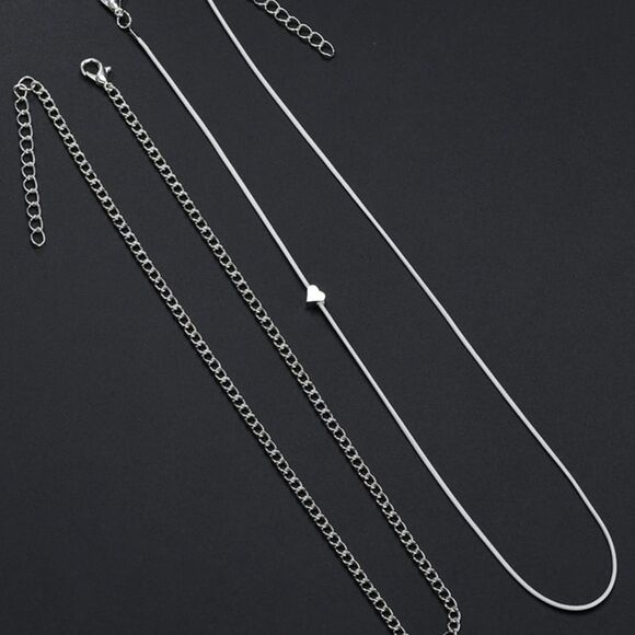 Silver Chain Heart Charm White Rope Multi Wrap Anklet NEW - Picture 4 of 4